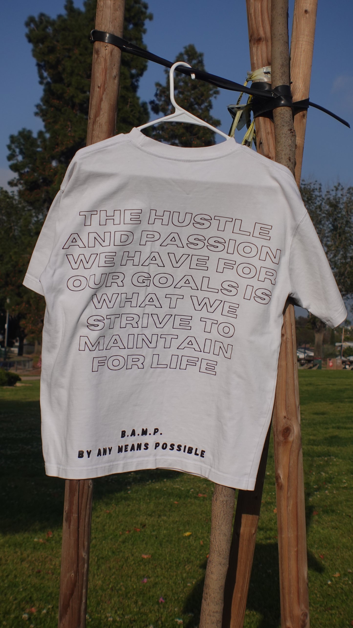 White BAMP HUSTLE T-SHIRT